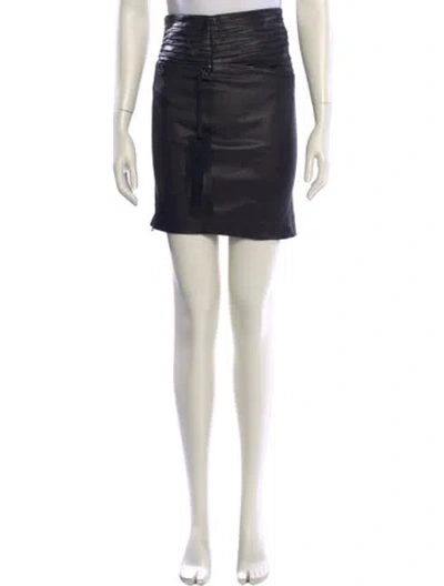 Pre-owned Ben Taverniti Unravel Project Lambskin Mini Skirt In Black