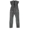 Ben Taverniti Unravel Project Leather Lace Up Strapless Jumpsuit - Gray In Grey