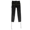 Ben Taverniti Unravel Project Leather Side Lace Up Skinny Pants - Blue In Blue