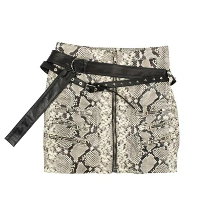 Ben Taverniti Unravel Project Leather Snakeskin Print Mini Skirt - Gray In Grey