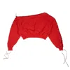 BEN TAVERNITI UNRAVEL PROJECT OFF THE SHOULDER SWEATSHIRT - RED