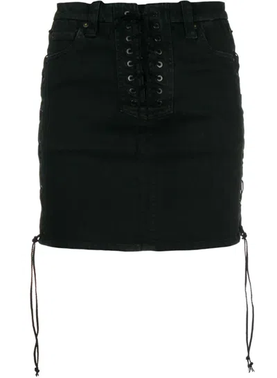 Ben Taverniti Unravel Project Straddle Denim Skirt In Black