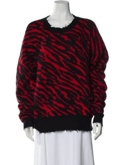 Pre-owned Ben Taverniti Unravel Project Striped Crew Neck Sweater In Red