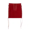 Ben Taverniti Unravel Project Suede Side Lace-up Mini Skirt - Red In Red
