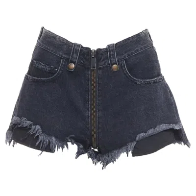 BEN TAVERNITI UNRAVEL PROJECT UNRAVEL PROJECT GREY COTTON ZIPAROUND CUT OFF WIDE FLARED SHORTS 25"