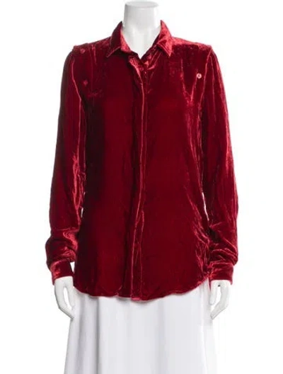 Pre-owned Ben Taverniti Unravel Project Velvet Long Sleeve Blouse In Red