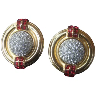 Pre-owned Ben-amun Ben Amun Large Crystal Encrusted Art Deco Style Clip Earrings, Circa 1980s In Brown