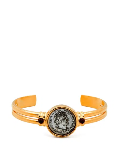 Ben-amun Coin-detail Open-cuff Bracelet In Gold