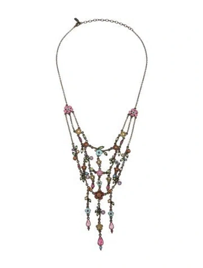 Pre-owned Ben-amun Crystal & Enamel Festoon Waterfall Collar Necklace, 20.75" In Multicolor