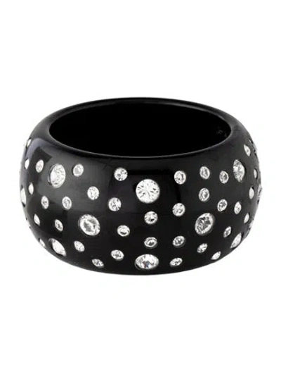 Pre-owned Ben-amun Crystal & Resin Bangle, 8" In Black