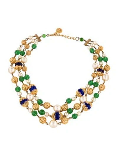 Pre-owned Ben-amun Faux Pearl & Resin Bead Multistrand Necklace, 20" In Multicolor