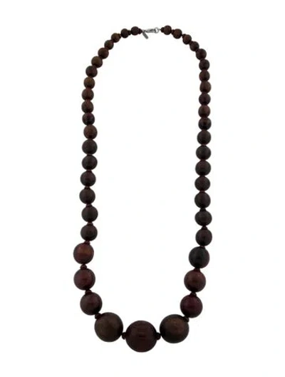Pre-owned Ben-amun Graduated Wood Beaded Necklace In Multi