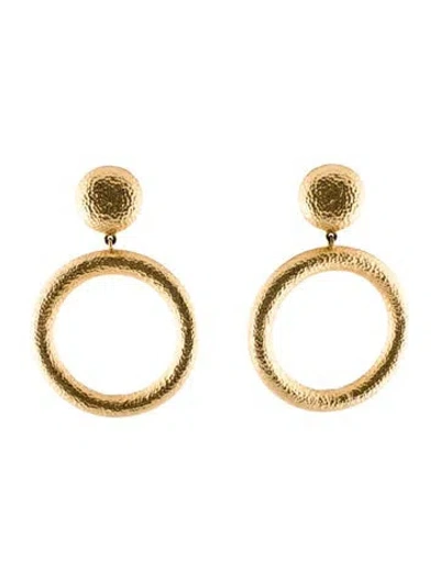 Pre-owned Ben-amun Hammered Hoop Drop Clip-on Earrings In Multi