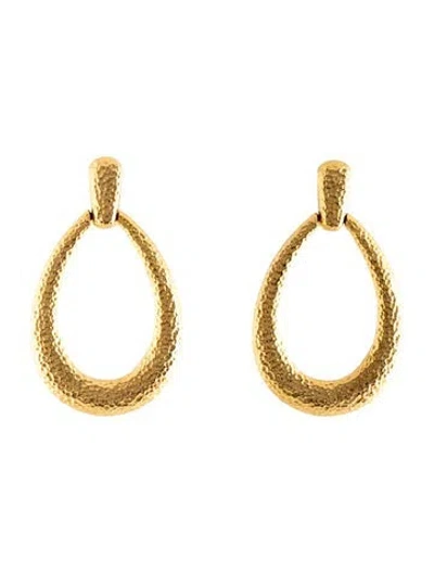 Pre-owned Ben-amun Hammered Hoop Drop Clip-on Earrings In Multicolor