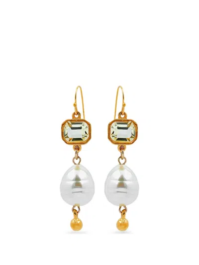 Ben-amun Kos Crystal Pearl-drop Earrings In Gold