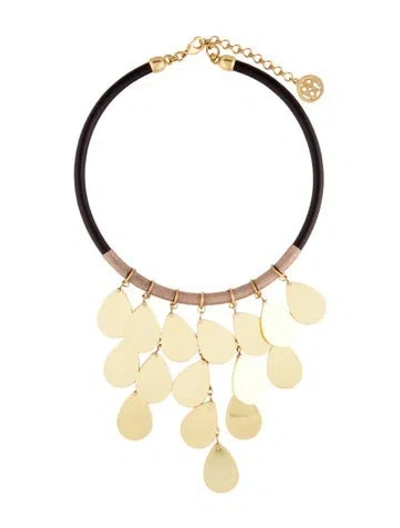 Pre-owned Ben-amun Leather & Thread Choker Necklace., 18" In Multi