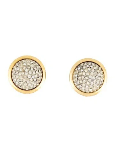 Pre-owned Ben-amun Pave Dome Clip On Earrings In Multicolor
