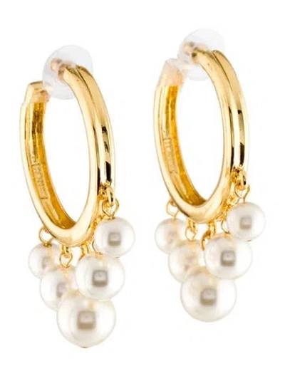 Pre-owned Ben-amun Pearly Drop Hoop Earrings In Multi