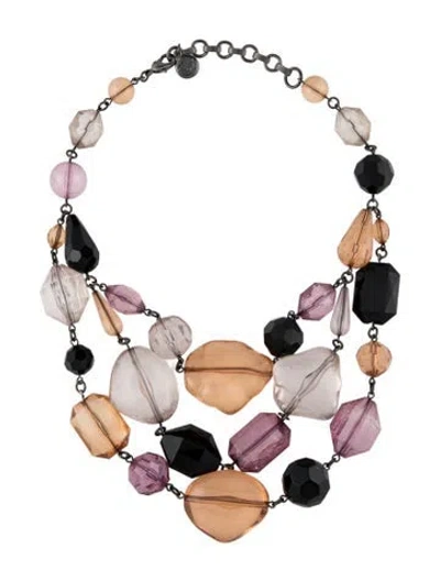 Pre-owned Ben-amun Resin Bead Multistrand Collar Necklace, 17" In Multicolor