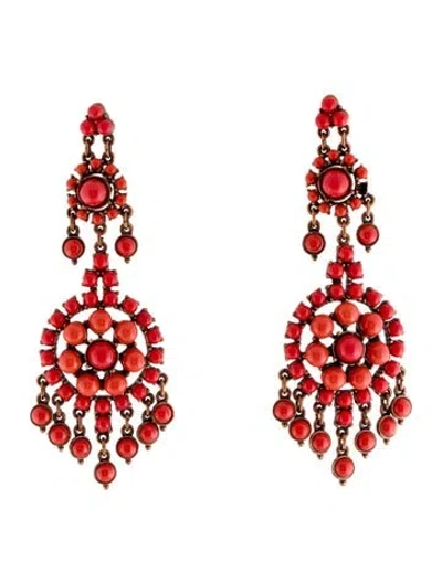 Pre-owned Ben-amun Resin Chandelier Earrings In Orange