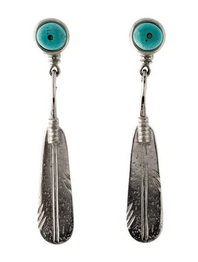 Pre-owned Ben-amun Resin Leaf Drop Clip-on Earrings In Blue