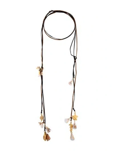 Pre-owned Ben-amun Shell & Cord Wrap Multistrand Necklace, 60"