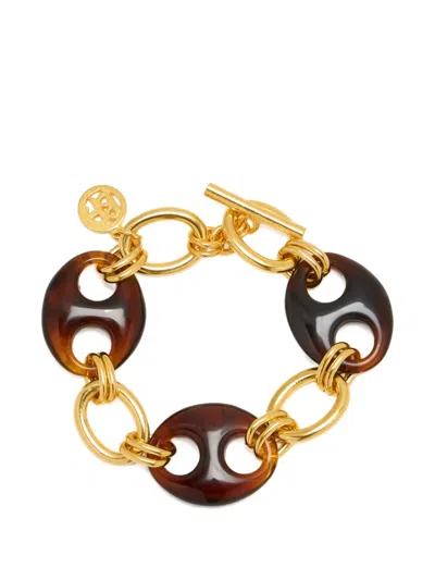 Ben-amun Tortoise Oval Link Charm Bracelet In Gold