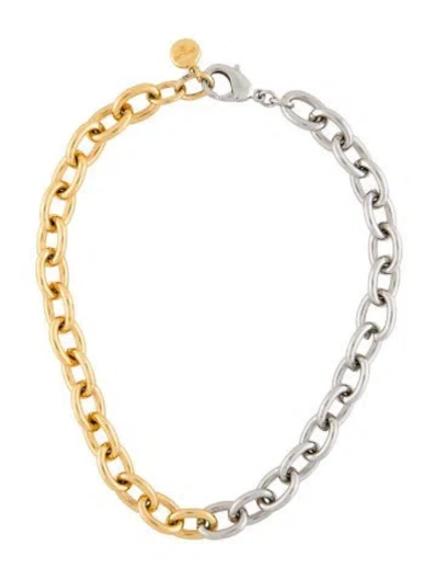 Pre-owned Ben-amun Two-tone Chain Choker Necklace In Silver