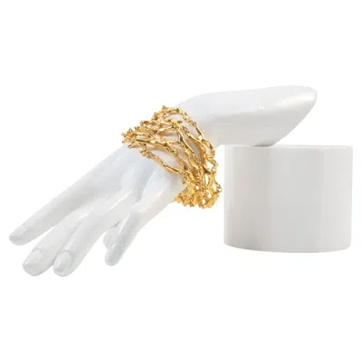 Pre-owned Ben-amun Vintage Ben Amun Gold Tone 6 Row Branches Bracelet Circa 1980s In Multi