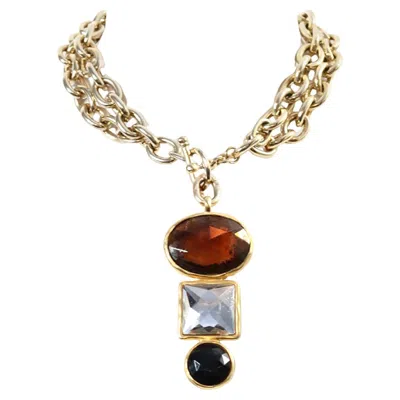 Pre-owned Ben-amun Vintage Ben Amun Gold Tone With Dangling Crystal Crystal Necklace Circa 1980s In Multi