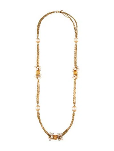 Pre-owned Ben-amun Vintage Faux Pearl Station Necklace, 37" In Multicolor