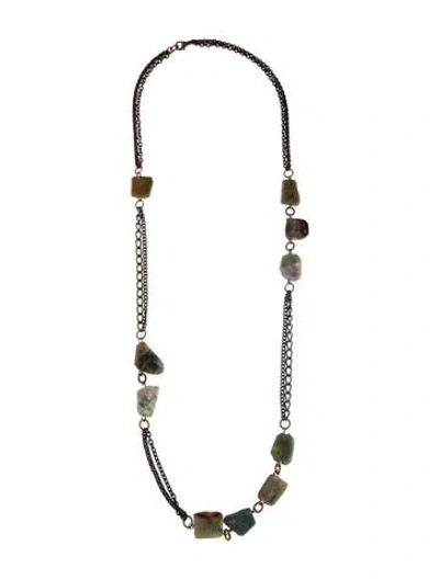 Pre-owned Ben-amun Vintage Multicolor Stone Station Necklace, 38.5"