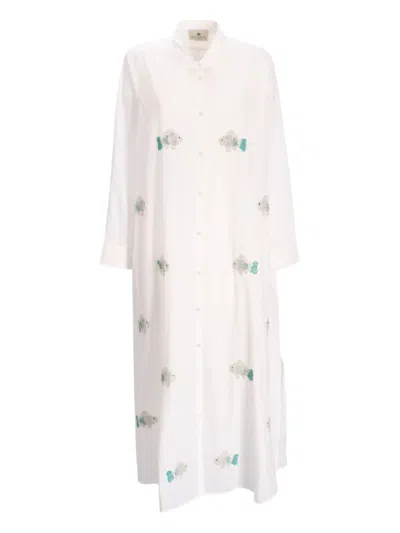 Benaras By Citrus Embroidered Fish Shirt Dress In Animal Print