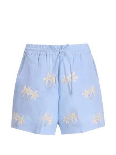 Benaras By Citrus Palm Tree-pattern Shorts In Blue