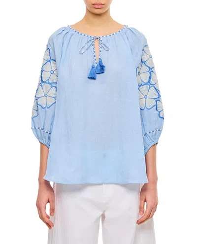 Benaras By Citrus Wide Top With Gathers And Floral Embroidery