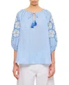 Benaras By Citrus Wide Top With Gathers And Floral Embroidery