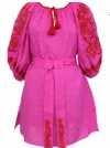 Benaras By Citrus Women's Vita Fleur Narrow Sleeve Dress In Pink Fuschia/red In Multi