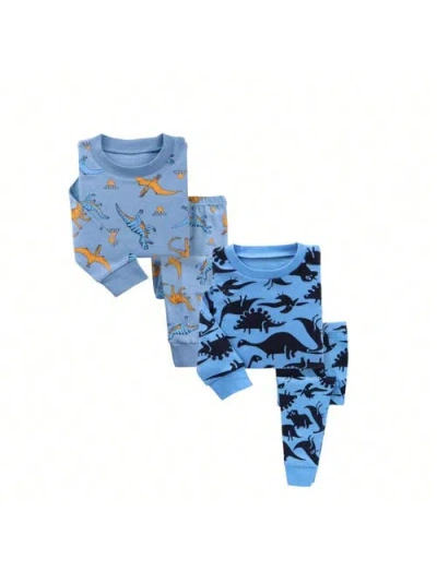 Benben Babies'  2 Pack Boys' Pajamas In Blue Dino/dark Dino