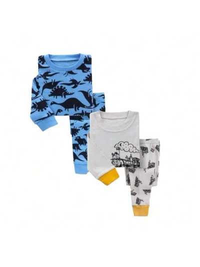 Benben Babies'  2 Pack Boys' Pajamas In Trains/dark Dino