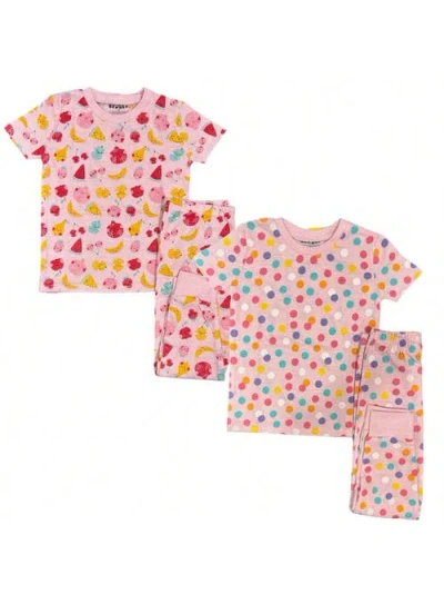 Benben Babies'  2 Pack Girls' Shortsleeve Pajamas In Fruits/dots