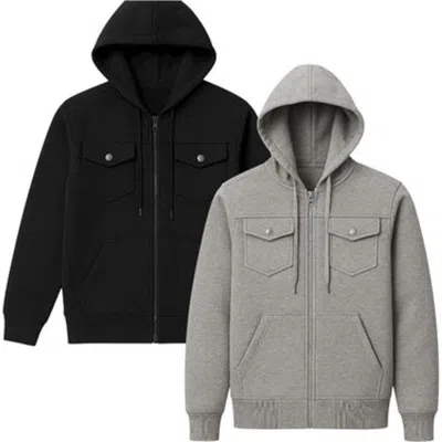 Benben 2 Pack Mens Heavyweight Zip Hoodie Jacket In Black