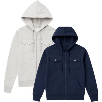 Benben 2 Pack Mens Heavyweight Zip Hoodie Jacket In Multi