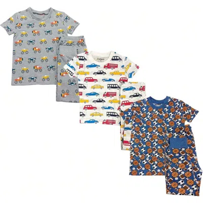 Benben Kids'  3 Pack Boys' Shortsleeve Pajamas In Cars/sports/trucks