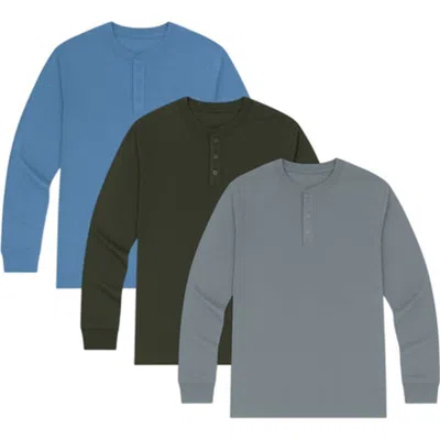 BENBEN BENBEN 3 PACK MENS LONG SLEEVE HENLEY TEES