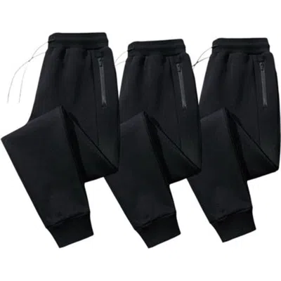 Benben 3 Pack Mens Ultra Soft Zipper Pocketfleece Joggers In Black