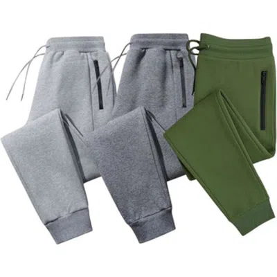 Benben 3 Pack Mens Ultra Soft Zipper Pocketfleece Joggers In Multi