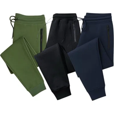 Benben 3 Pack Mens Ultra Soft Zipper Pocketfleece Joggers In Multi