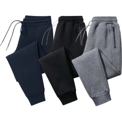 Benben 3 Pack Mens Ultra Soft Zipper Pocketfleece Joggers In Multi