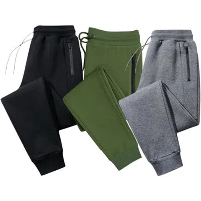 Benben 3 Pack Mens Ultra Soft Zipper Pocketfleece Joggers In Multi