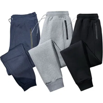 Benben 3 Pack Mens Ultra Soft Zipper Pocketfleece Joggers In Multi